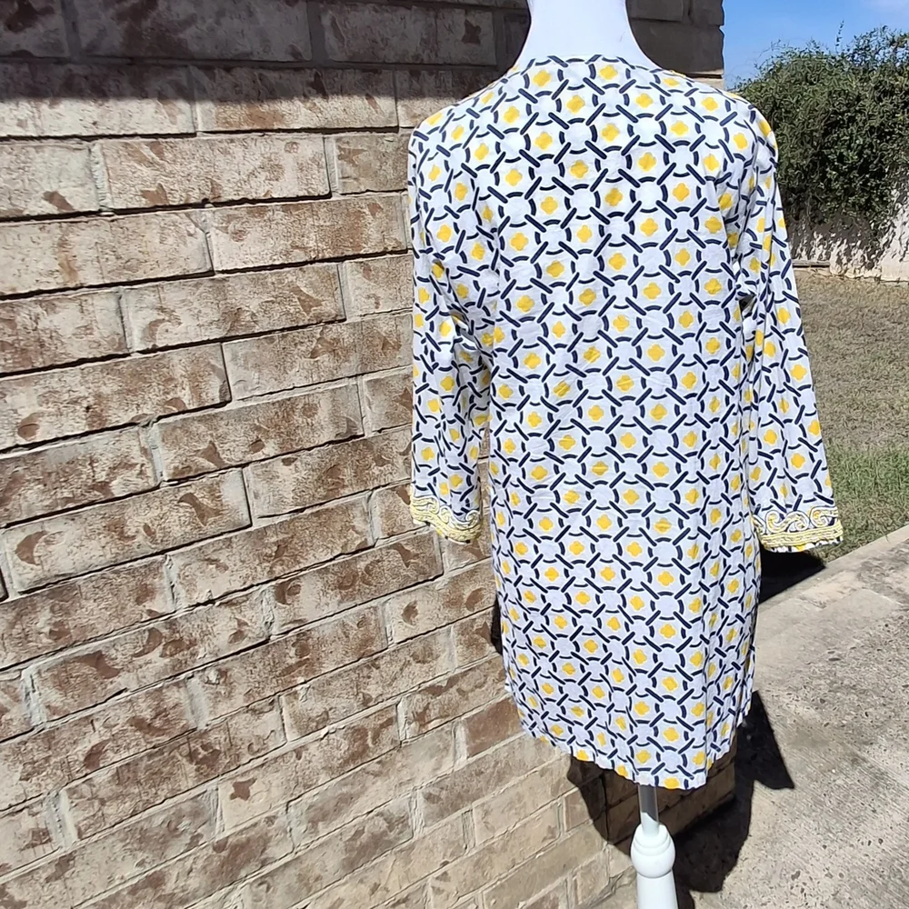 Barbara Gerwit Embellished Geometric Print Cover-Up Tunic Top Women Size Large - Picture 7 of 16